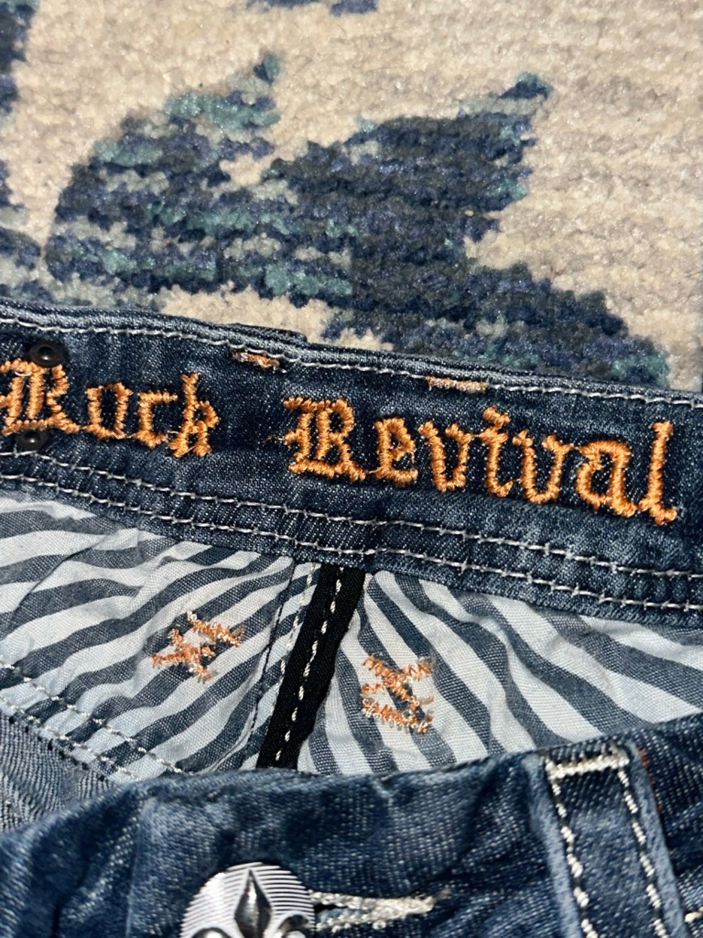 Rock Revival Dark Blue Flare Jeans with Embroidered Back Pockets - Picture 10 of 11